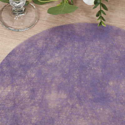 50 Pack Non-Woven Mesh Fiber Round Placemats, 13" Lavender Lilac Disposable Table Mats for Dining & Events