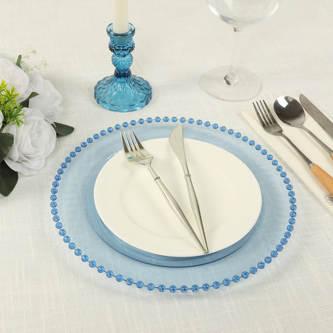 Plastic Beaded Rim Dinner Plates 10