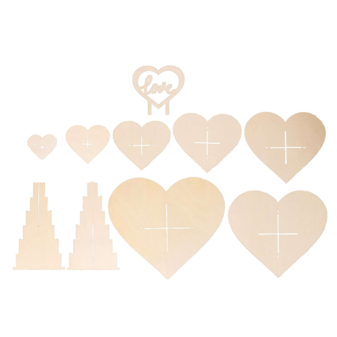 7-Tier Heart Wooden Chocolate Display Stand Natural 16