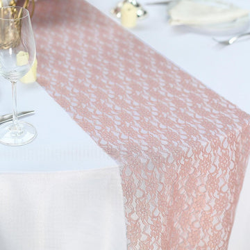 Elegant Dusty Rose Floral Lace Table Runner for Stunning Table Decor
