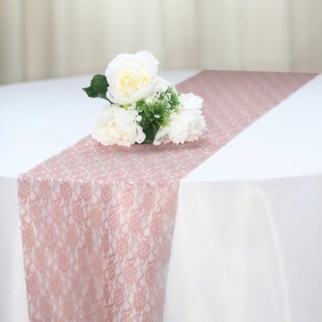 Dusty Rose Floral Lace Table Runner: The Perfect Decorative Accent