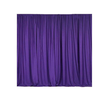 Purple curtain drapery on a plain background.