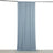 Light blue fabric curtain hanging from a black rod
