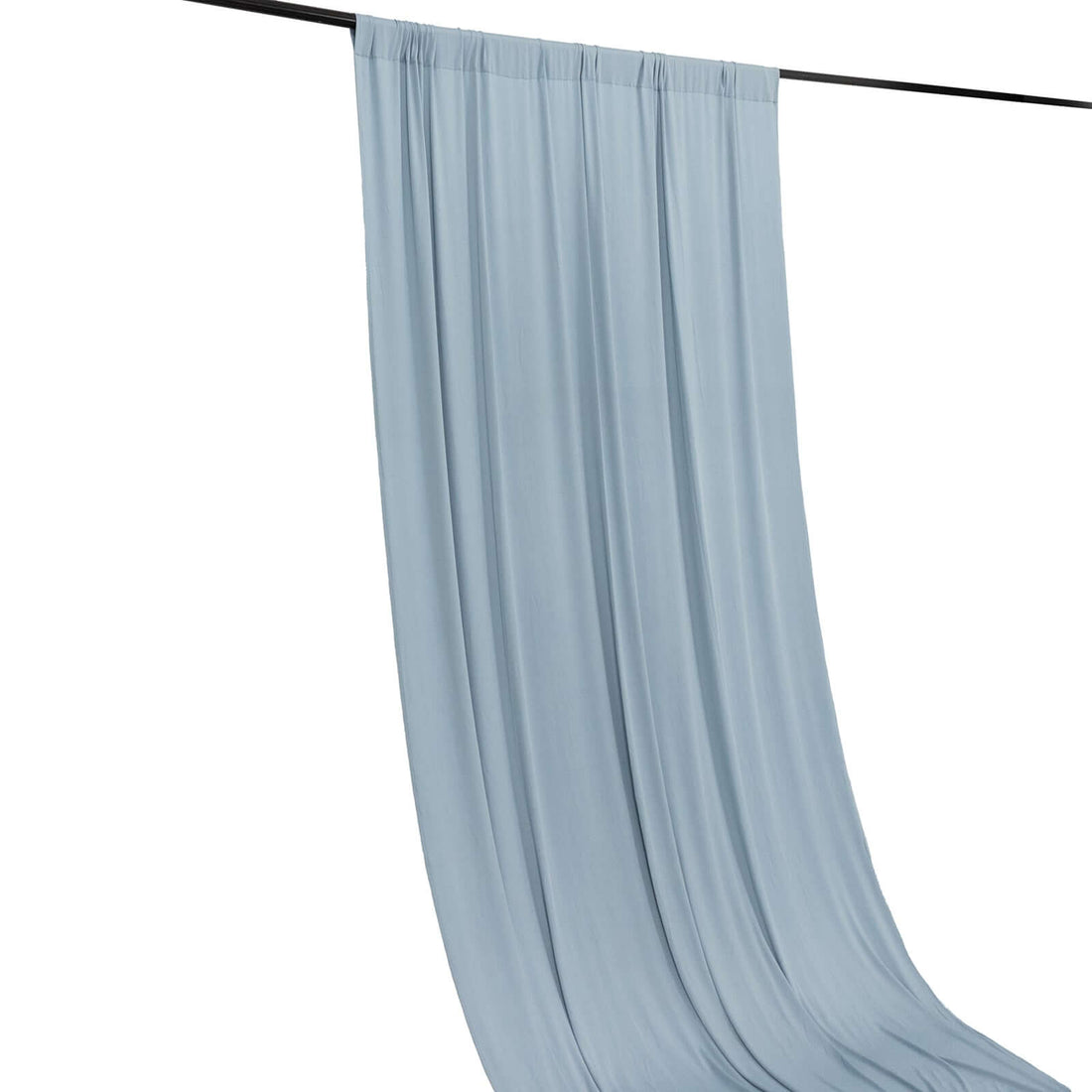 Light blue drapery fabric hanging gracefully