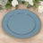 Blue decorative plate with gold beaded rim on a textured surface.