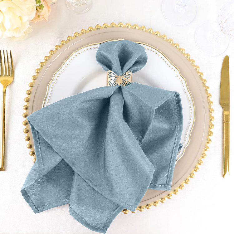 Dusty Blue Seamless Reusable Cloth Dinner Napkins 5 Pack 20 Inch x 20 Inch