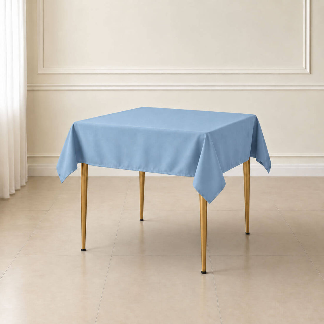 dusty blue polyester square tablecloth