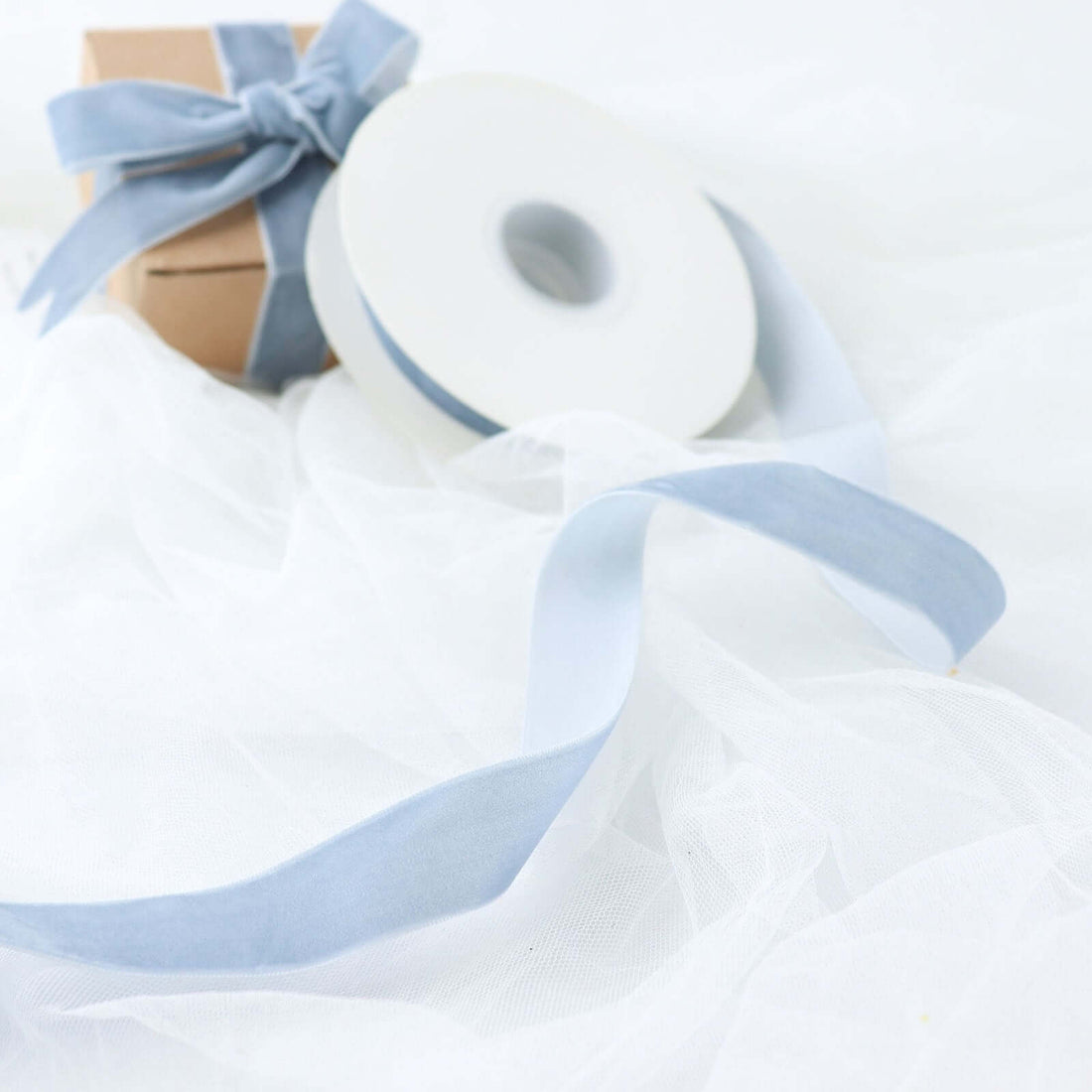 Dusty Blue Velvet Ribbon Spool - 10 Yards | eFavormart