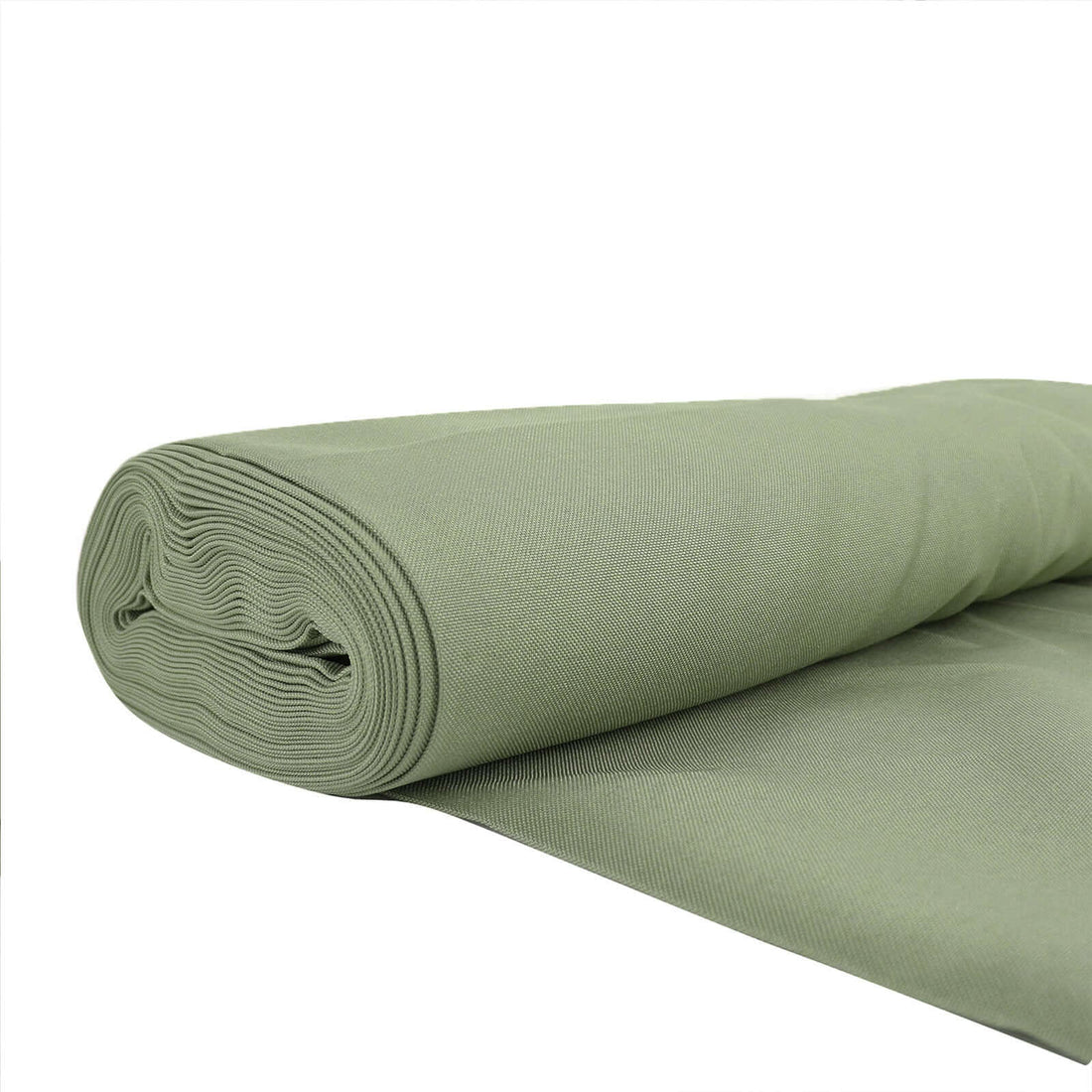 Green rolled fabric on a white background.