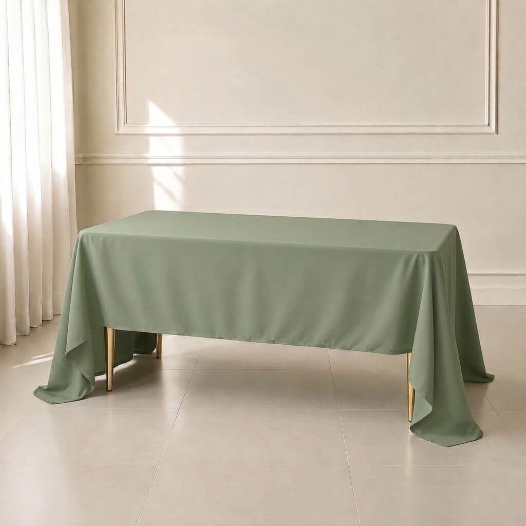 dusty sage green rectangle tablecloth on a table
