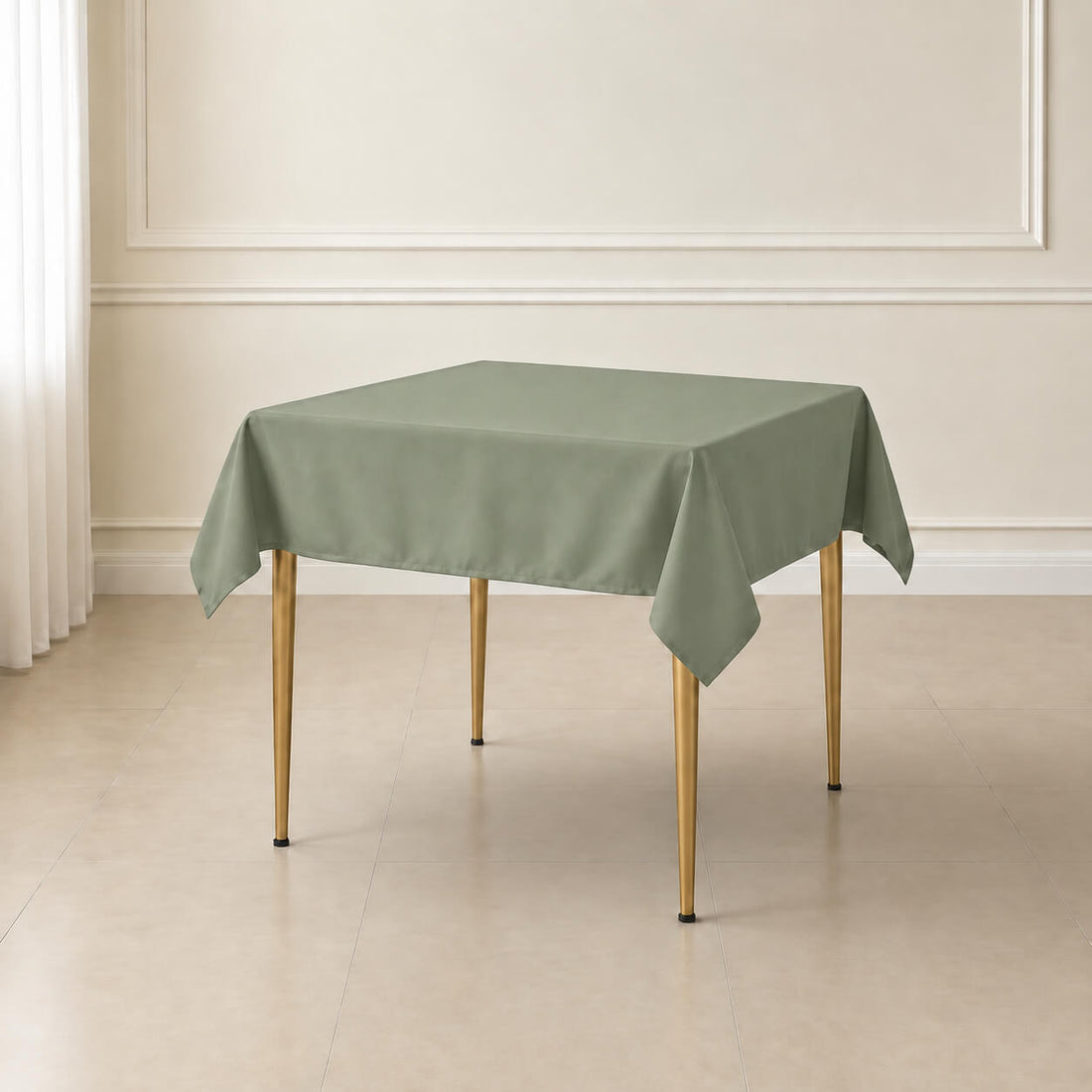Polyester Square Tablecloth 54"x54" Dusty Sage Green - Wrinkle-Resistant Table Cover