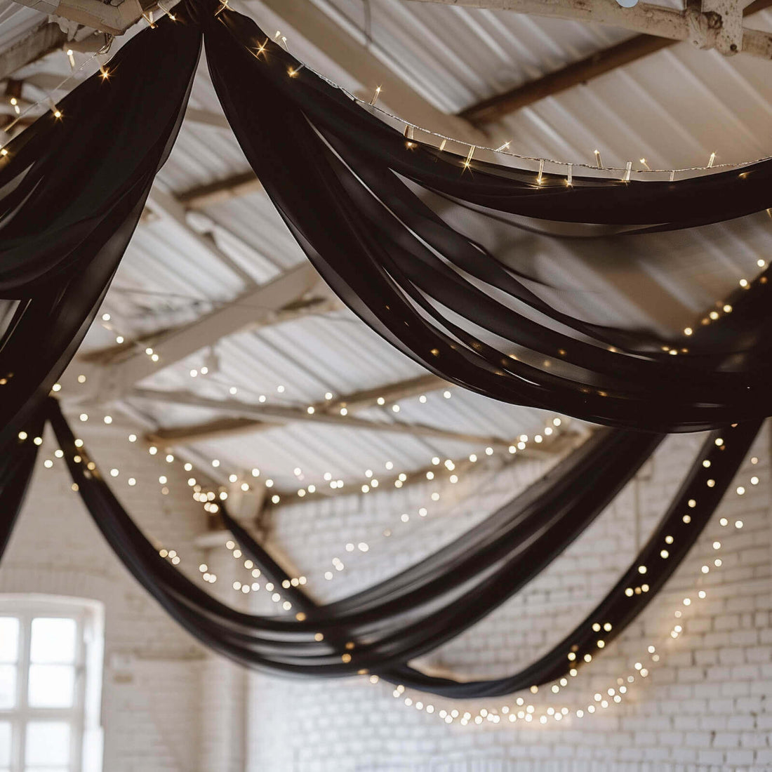 Premium Black Chiffon Ceiling Drapery | eFavormart