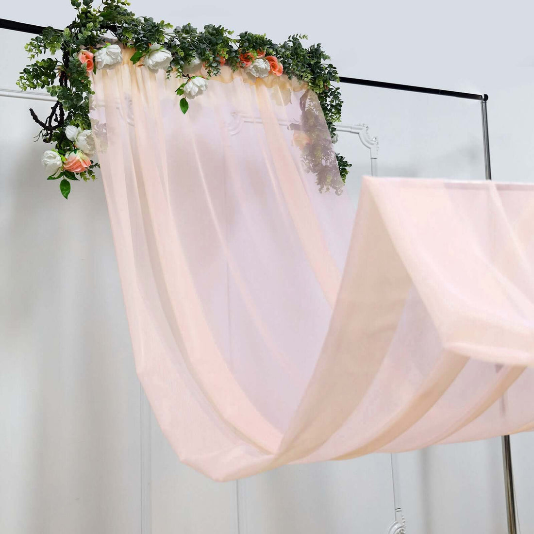 Premium Blush Chiffon Ceiling Drapery 5ftx32ft | eFavormart