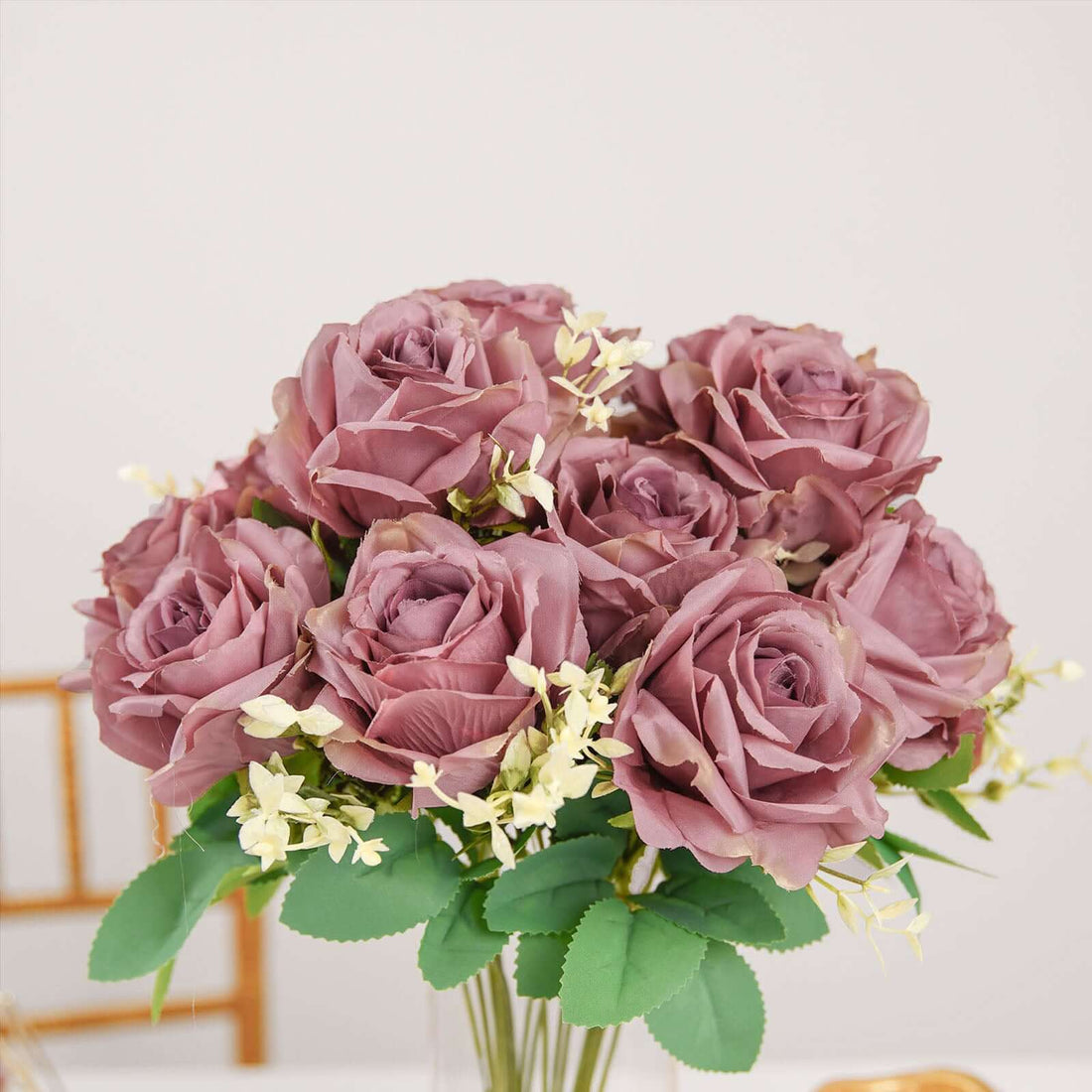 Dusty Rose Silk Rose Flower Arrangements | eFavormart
