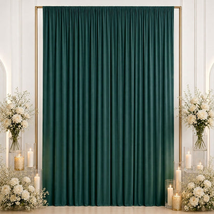 Spandex Backdrop Curtain Hunter Emerald Green 10ft x 12ft, 4-Way Stretch Wrinkle-Free Photo Booth Backdrop with Rod Pockets for Wedding & Events