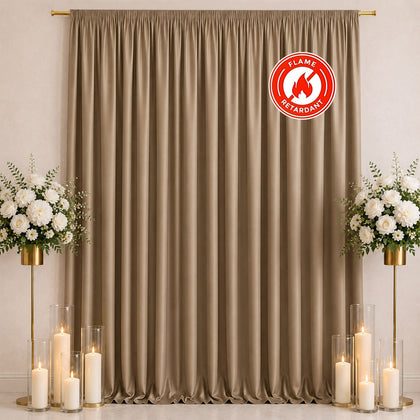 Scuba Polyester Backdrop Curtain Nude 10ftx12ft Durable Flame Resistant Wrinkle-Free Event Drape Panel With Rod Pocket