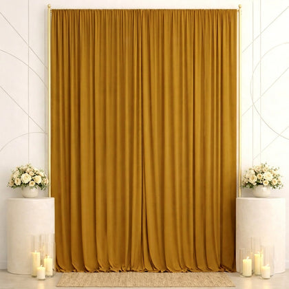 Spandex Backdrop Curtain Gold 10ft x 14ft, 4-Way Stretch Wrinkle-Free Photo Booth Backdrop with Rod Pockets for Wedding & Events