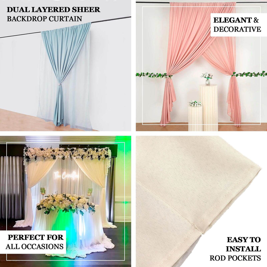 10ft Ivory Chiffon Polyester Backdrop Drape Curtain | eFavormart