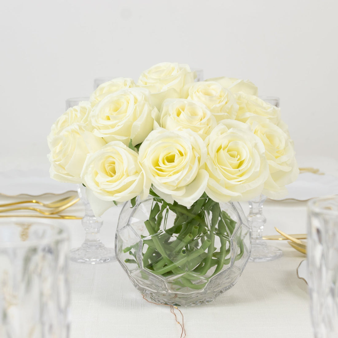 Ivory Silk Roses – 10 Pcs Artificial Flowers | eFavormart
