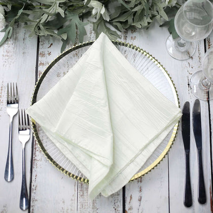 5 Pack Taffeta Napkins 20"x20" Ivory - Accordion Crinkle Cloth Napkins