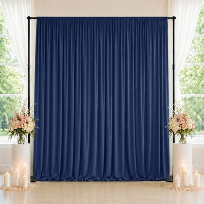 Spandex Backdrop Curtain Navy Blue 10ft x 10ft, 4-Way Stretch Wrinkle-Free Photo Booth Backdrop with Rod Pockets for Wedding & Events