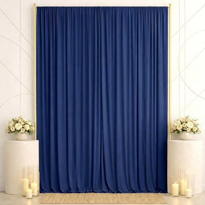 Spandex Backdrop Curtain Navy Blue 10ft x 14ft, 4-Way Stretch Wrinkle-Free Photo Booth Backdrop with Rod Pockets for Wedding & Events