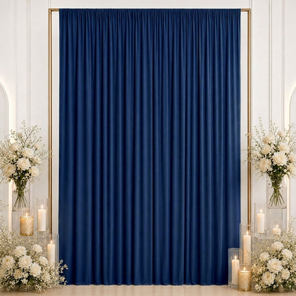 Spandex Backdrop Curtain Navy Blue 10ft x 12ft, 4-Way Stretch Wrinkle-Free Photo Booth Backdrop with Rod Pockets for Wedding & Events