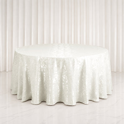120" Round Off White Jacquard Tablecloth - Abstract Watercolor Pattern