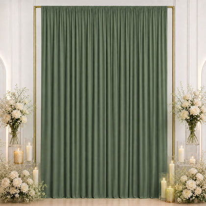 Spandex Backdrop Curtain Dusty Sage Green 10ft x 12ft, 4-Way Stretch Wrinkle-Free Photo Booth Backdrop with Rod Pockets for Wedding & Events