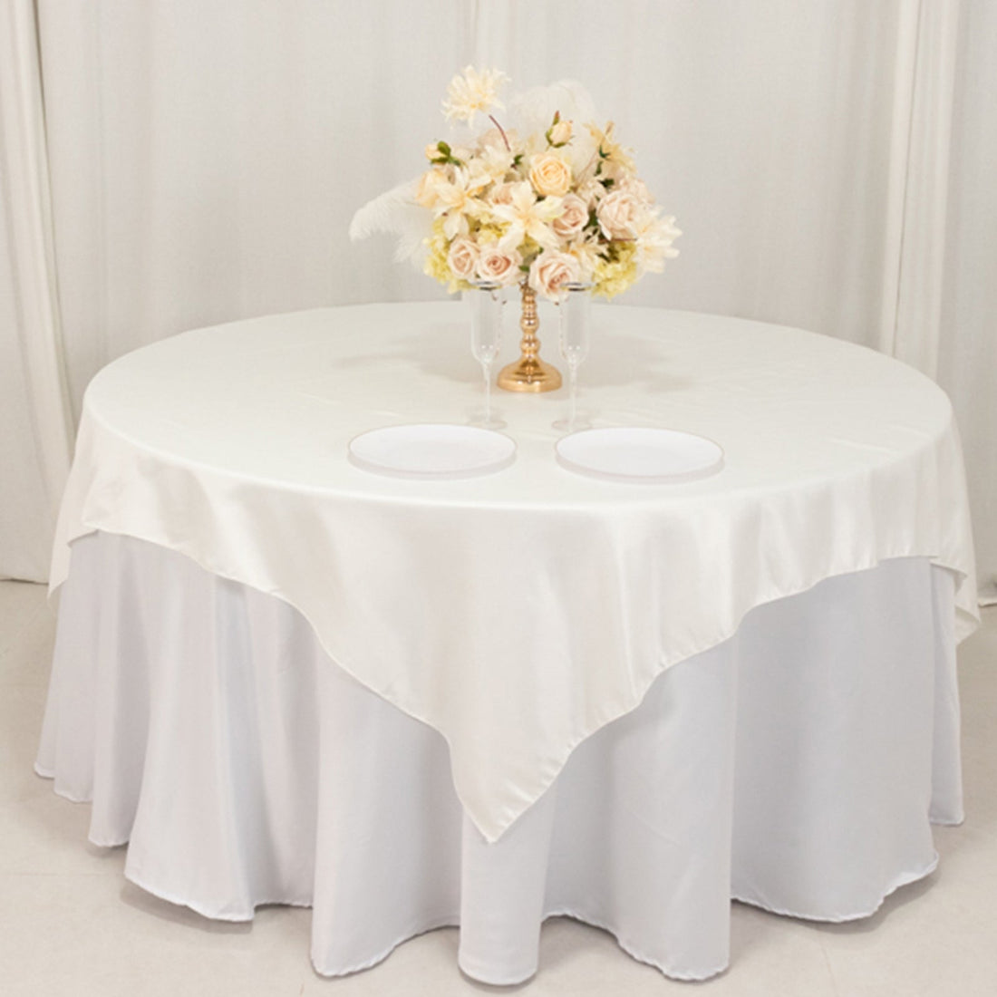 Ivory Overlay Rectangular Table Lamour Satin Table Overlay 72