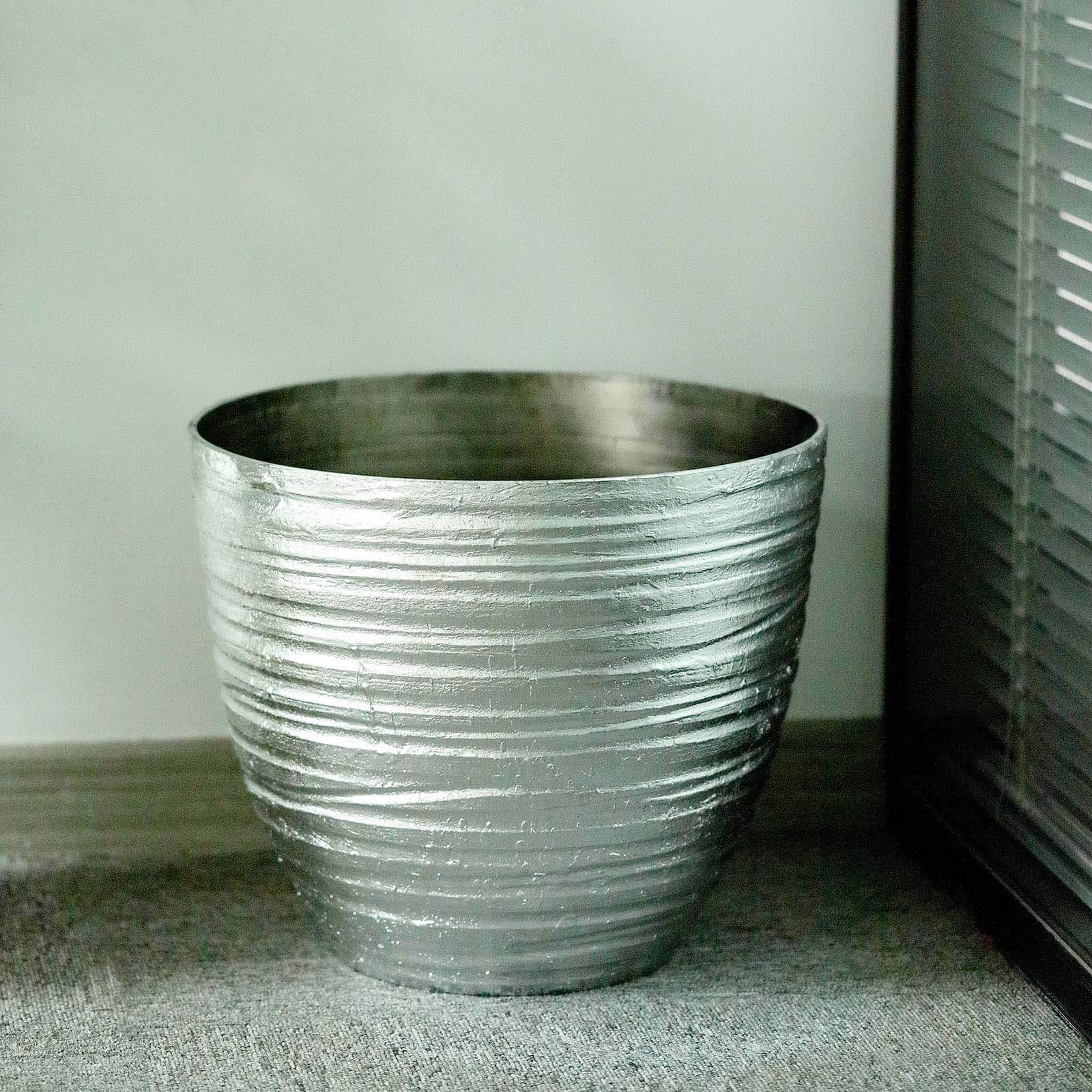 large silver plant pots indoor Metallic Silver Finish Large Indoor Flower Plant Pot