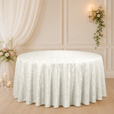Elegant white lace round tablecloth for weddings and events