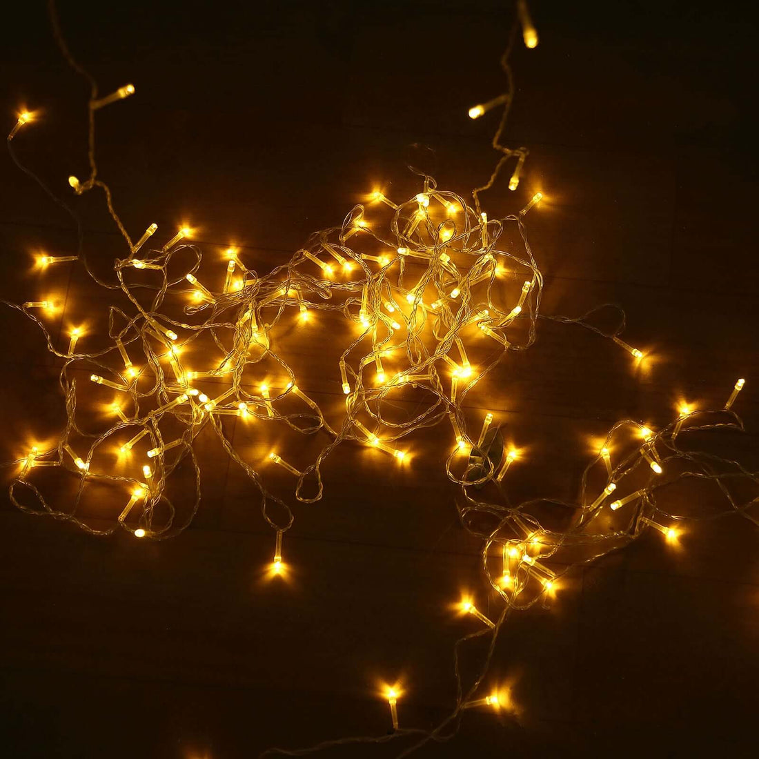 Ambient lighting with string lights for buffet table decor