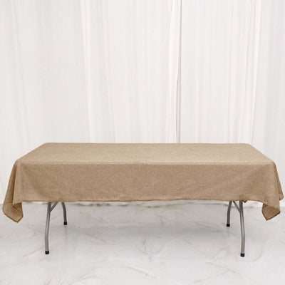 Faux Burlap Jute Rectangle Tablecloth 54"x96" Natural - Rustic Table Linen for Events