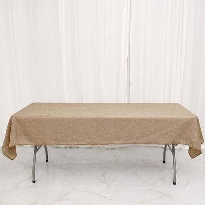 Faux Burlap Jute Rectangle Tablecloth 54"x96" Natural - Rustic Table Linen for Events