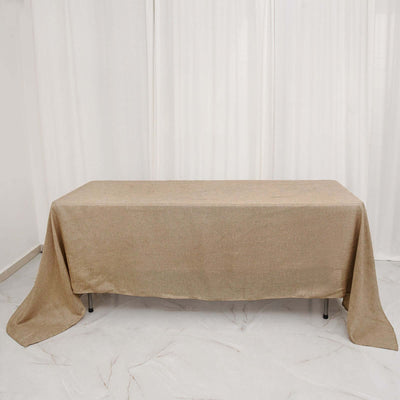 Faux Burlap Jute Rectangle Tablecloth 60"x102" Natural - Rustic Table Linen for Events
