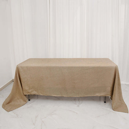 Faux Burlap Jute Rectangle Tablecloth 60"x126" Natural - Rustic Table Linen for Events