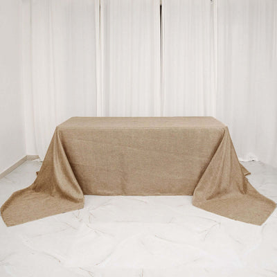 Faux Burlap Jute Rectangle Tablecloth 90"x156" Natural - Rustic Seamless Table Linen for Events