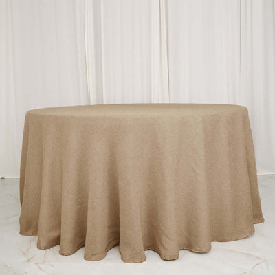 Faux Burlap Jute Round Tablecloth 108" Natural - Rustic Table Linen for Events