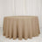 Round beige tablecloth on a plain white backdrop.