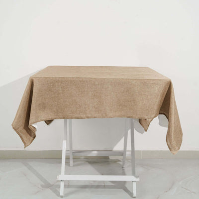 Faux Burlap Jute Square Tablecloth 54"x54" Natural - Rustic Table Linen for Events