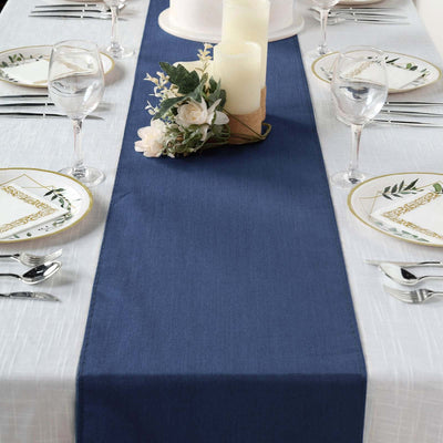 Faux Denim Polyester Table Runner 14"x108" Dark Denim Blue - Modern Dining Table Linen