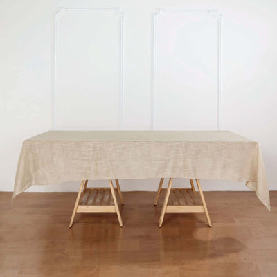 Faux Linen Rectangular Tablecloth 60"x102" Beige - Slubby Textured & Wrinkle Resistant Table Cover