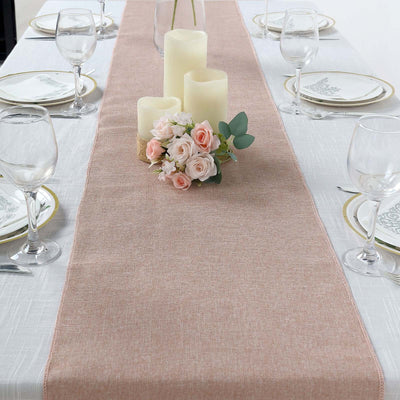 Faux Linen Table Runner 14"x108" Dusty Rose - Boho Chic Rustic Table Decor