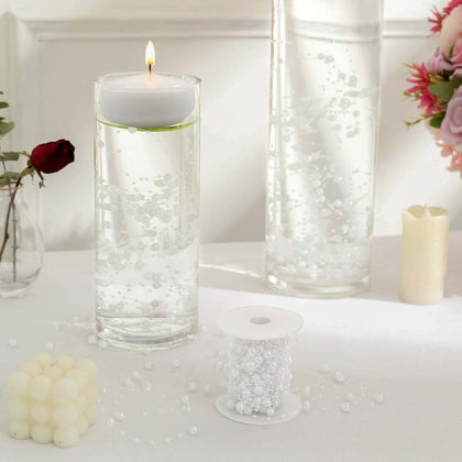 Faux Pearl String Beads Vase Filler, White DIY Craft Fishing Line Pearl Chains 100ft