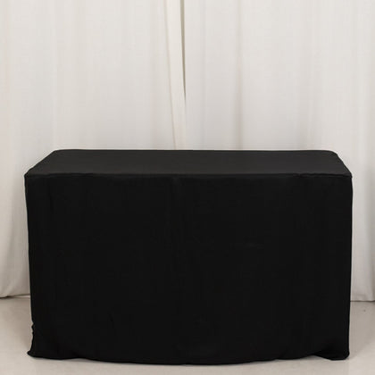 Fitted Polyester Rectangle Tablecloth 48"x24"x30" Black - Perfect Fit for Special Size Tables