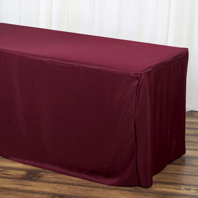 Fitted Polyester Rectangle Tablecloth 72"x30" Burgundy - Perfect for Standard Tables