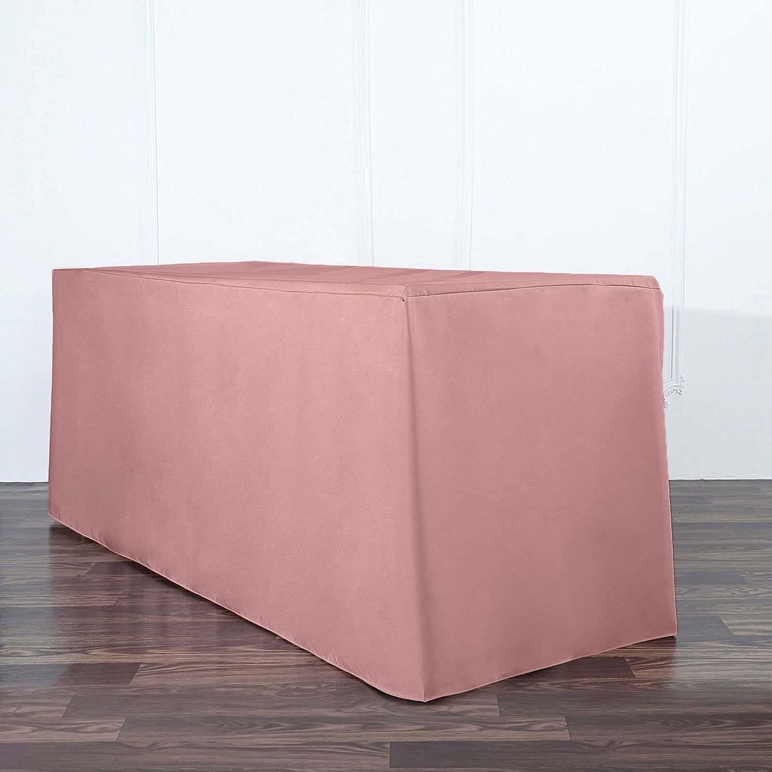 Dusty rose table cover for event styling and decor.