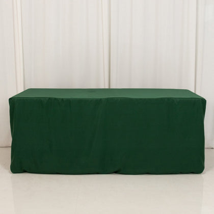 Fitted Polyester Rectangle Tablecloth 72"x30" Hunter Emerald Green - Perfect for Standard Tables