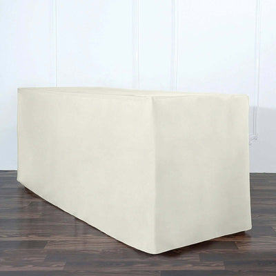Fitted Polyester Rectangle Tablecloth 72"x30" Ivory - Perfect for Standard Tables